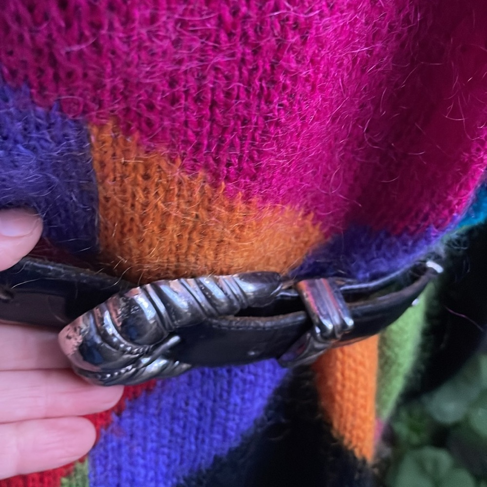 Vintage black/silver leather belt - Picture 5 of 10